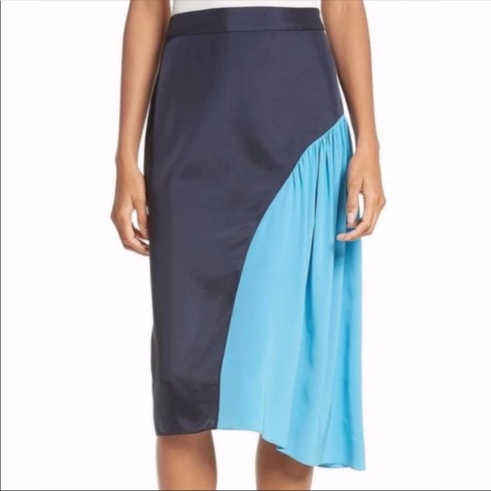 🔥$395! TIBI Color Block Shirred Skirt